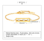 Fashion Cubic Zirconia Bracelet, Stainless Steel Thin Chain Link Bracelets for Women, Minimalist Charm Jewelry