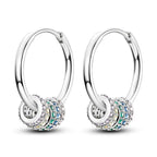 925 Sterling Silver Crystal Circular Eardrops Fashion Versatile Drop Earrings