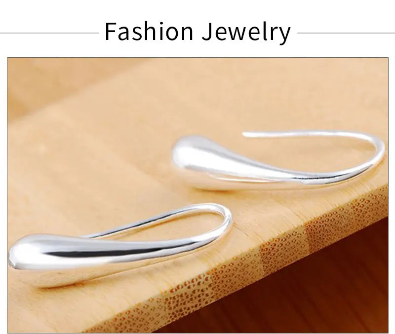 925 Sterling Silver Teardrop Stud Earrings Women High Quality Party Jewellery