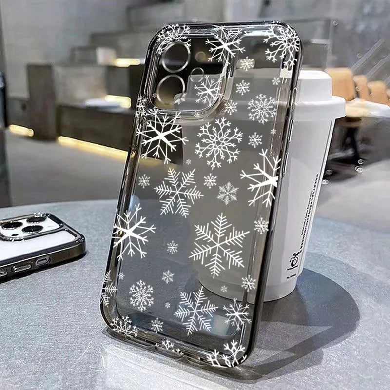 Cartoon Christmas Clear Case for iPhone 17 16 15 14 13 12 11 Pro Max XR SE2