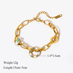 Gold Colour Multilayer Stainless Steel Charm Bracelet Men Women Bangle