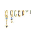 Classic Dark Blue Zircon Triangle Square Piercing Earrings Steel
