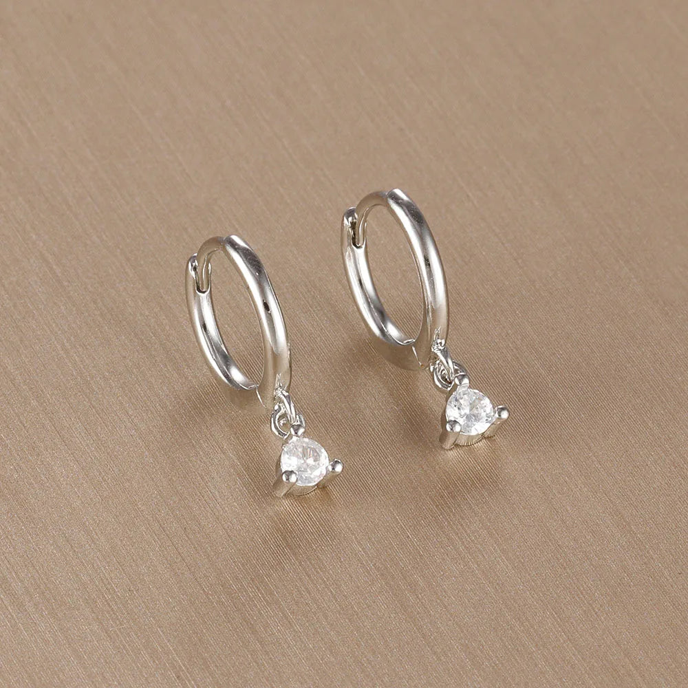 Simple Multicolor Stone Gold Colour Metal Small Dangle Earring