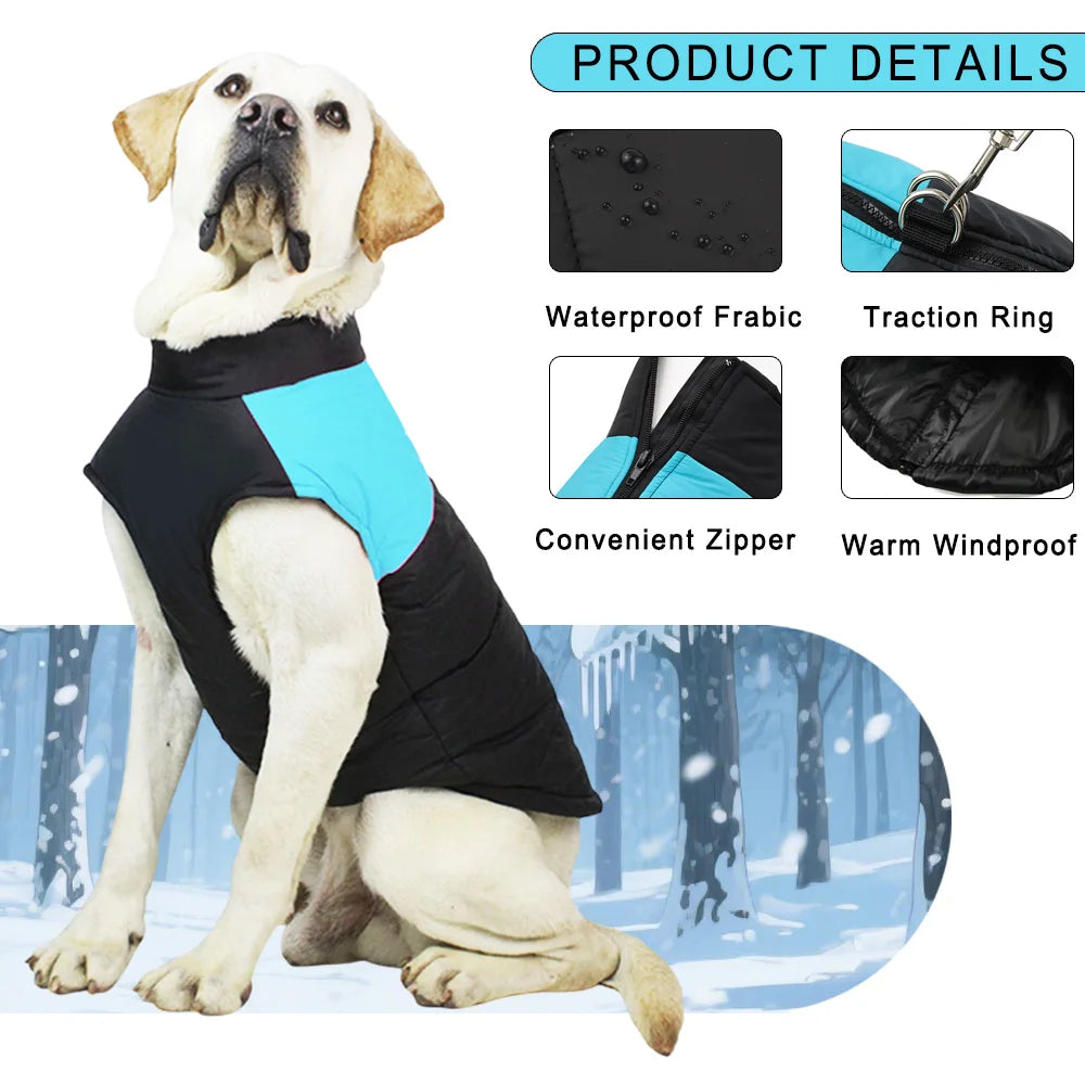 Winter Warm Fleece Dog Jacket For Small Large Dogs Cats Waterproof Pet Vest Jacket with D-ring Labrador French Bulldog Clothing
