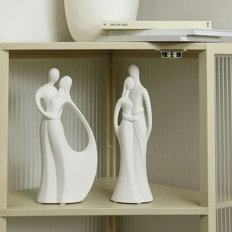 Nordic Ceramic Couple Sculpture Modern Pop Art Living Room Wedding Gift