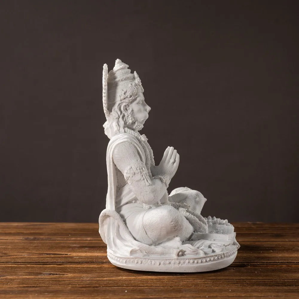 Sandstone White Hanuman Statue Hindu Monkey God Sculpture Yoga Meditation Decor