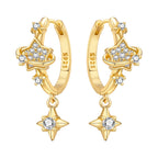 925 Sterling Silver Asymmetric Starry Drop Earrings Anniversary Jewellery Gift