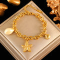 Golden Sun Moon Starfish Stainless Steel Bracelet Handmade Wrist Chain