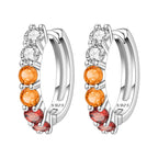 925 Sterling Silver Animal Plant Green Zircon Circle Hoop Earrings Jewellery