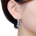 925 Sterling Silver Blue Iris Flower Drop Earrings Anniversary Jewellery Gift