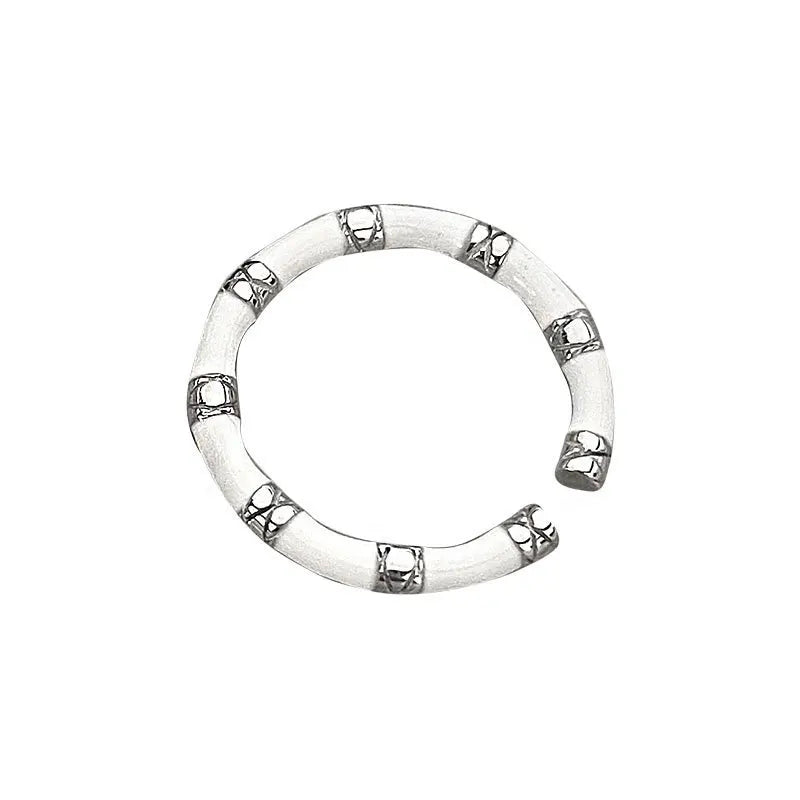 925 Sterling Silver Luxury Jewellery Black White Bamboo Adjustable Ring Couple Accessory