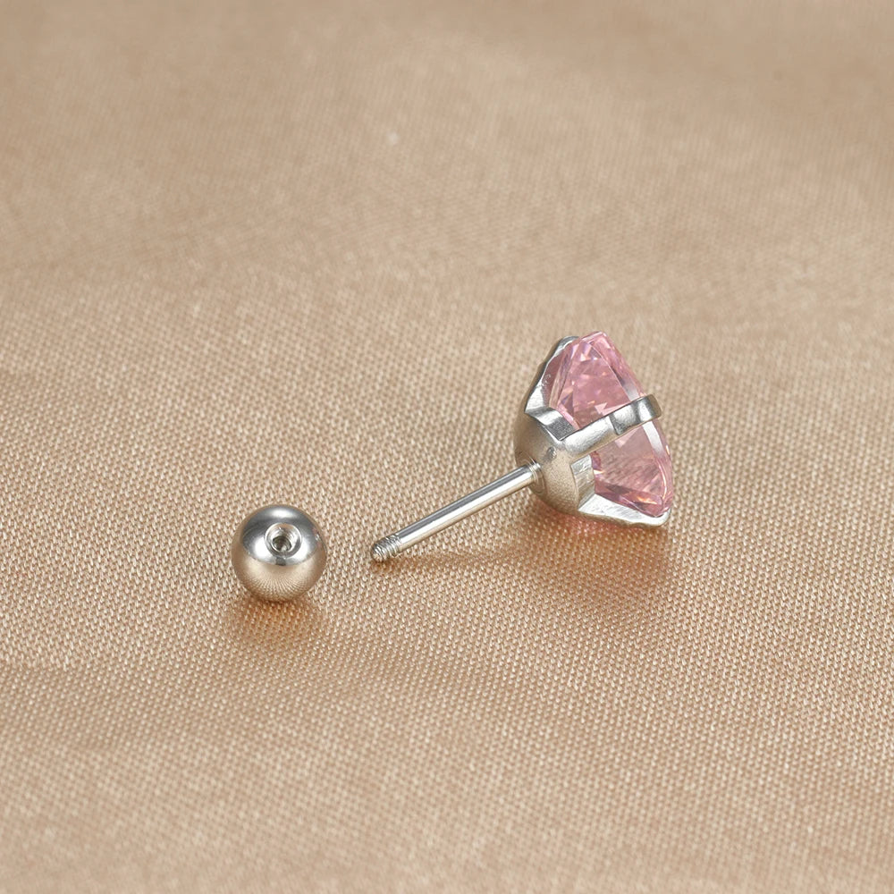 1PC Fashion Zircon Heart Helix Tragus Piercing Stud Earrings Steel