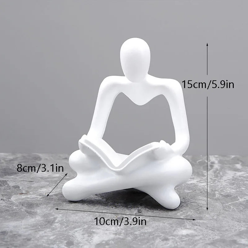 Nordic Abstract Reading Book Statue Resin Figurine Office Desktop Handmade Crafts