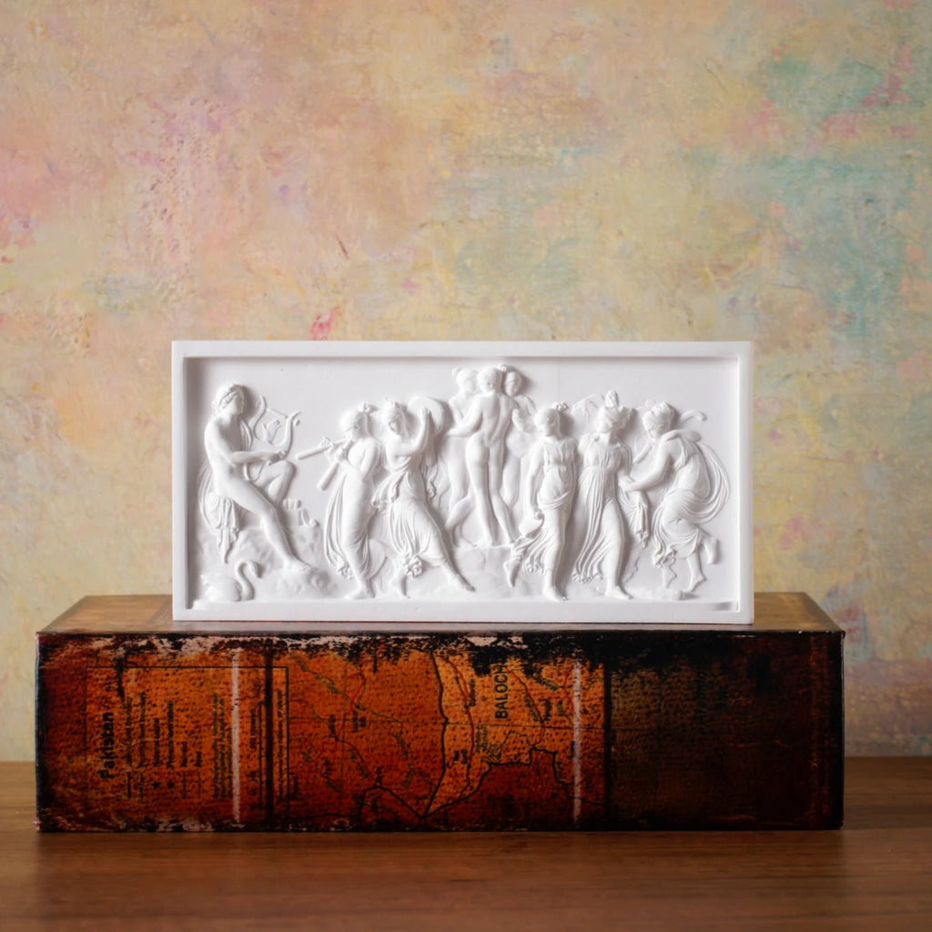 Dance of the Muses Bas-Relief Statue Greek Plaster Sculpture Mythology Office Gift