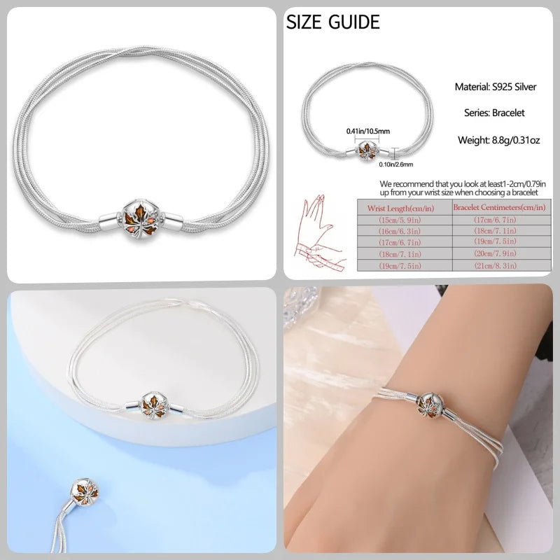 925 Silver 17-20CM Heart Pave Zirconia Original Bracelets Infinity Bracelet Fit DIY Charms Bead Birthday Jewelry Gifts Hot Sale