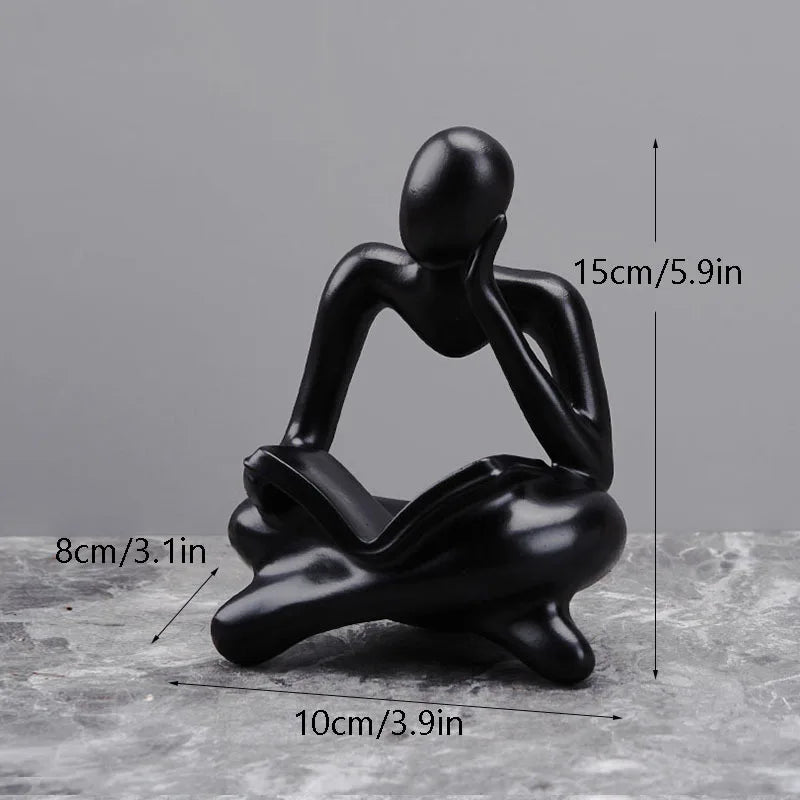 Nordic Abstract Reading Book Statue Resin Figurine Office Desktop Handmade Crafts