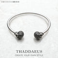 Skull Pave Bangle Bracelet 925 Sterling Silver Karma Punk Rebel Jewellery
