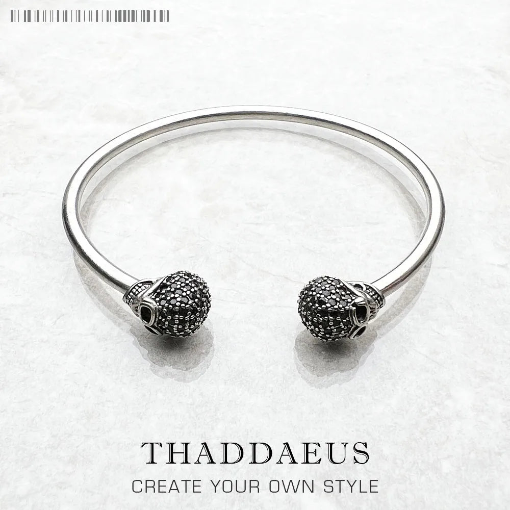 Skull Pave Bangle Bracelet 925 Sterling Silver Karma Punk Rebel Jewellery