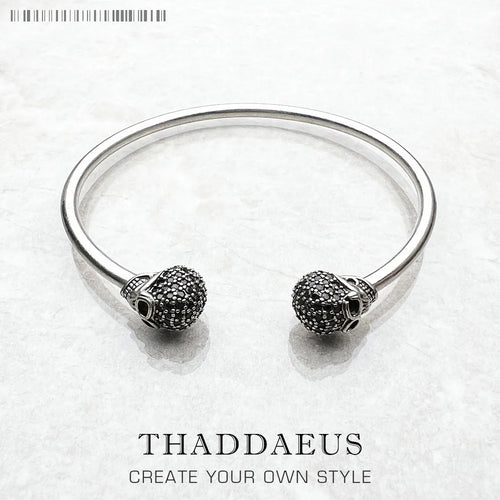Skull Pave Bangle Bracelet 925 Sterling Silver Karma Punk Rebel Jewellery