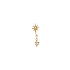 1PC Stainless Steel Cubic Zirconia Chain Hoop Earrings Star Moon
