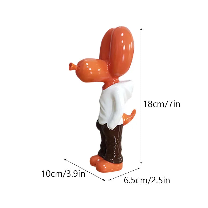 18cm Resin Balloon Dog Statue Cute Modern Art Collectible Figurine for Home Office Decor