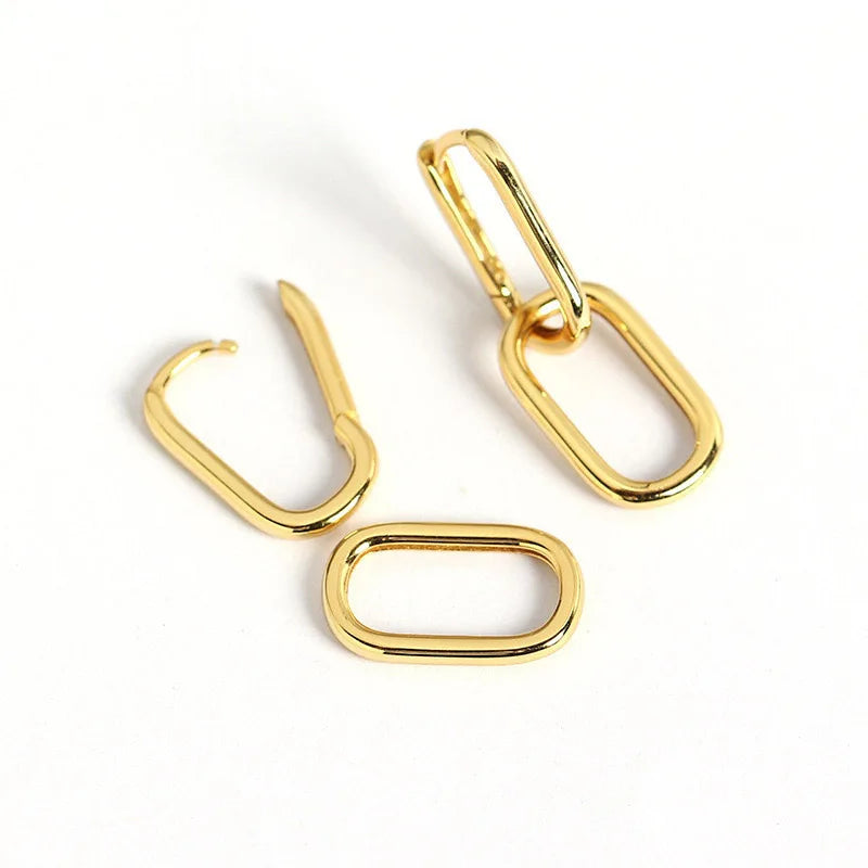 925 Sterling Silver 18K Gold Double Hoop Earrings Men Women Christmas Gift