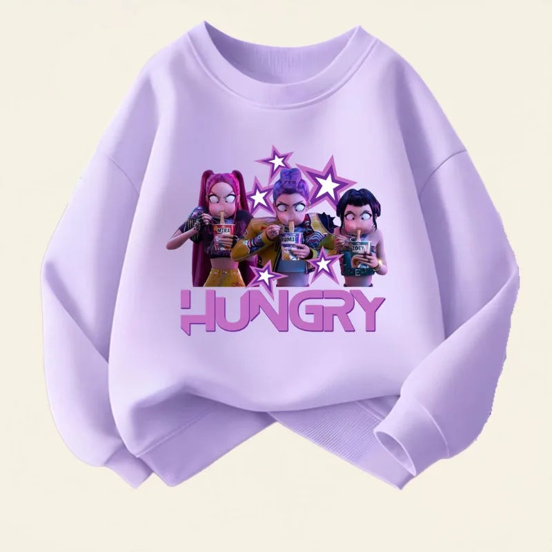 K-pop Girls O-Neck Thin Hoodies Spring Fall Casual Breathable Pullovers