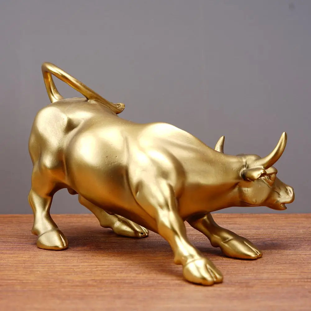 Wall Street Bull Sculptures Statue Animal Figurines Office Desk Decor Modern Art