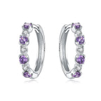 925 Sterling Silver Sparkling Blue Yellow Zircon Hoop Earrings Jewellery Gift