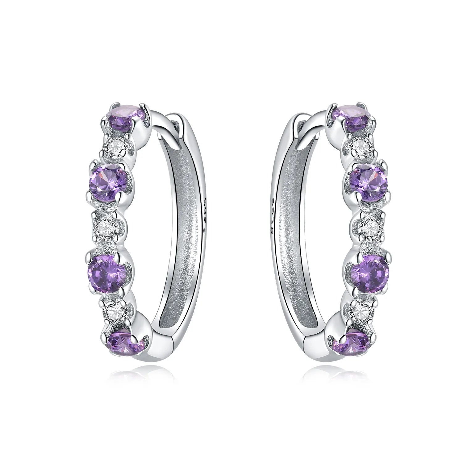 925 Sterling Silver Crystal Circular Eardrops Fashion Versatile Drop Earrings