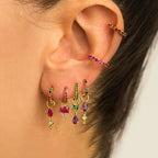 2PCS Trendy Stainless Steel Water Drop Hoop Earring 18K Gold Plated
