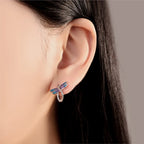 925 Sterling Silver Exquisite Dragonfly Versatile Hoop Earrings Fine Jewellery