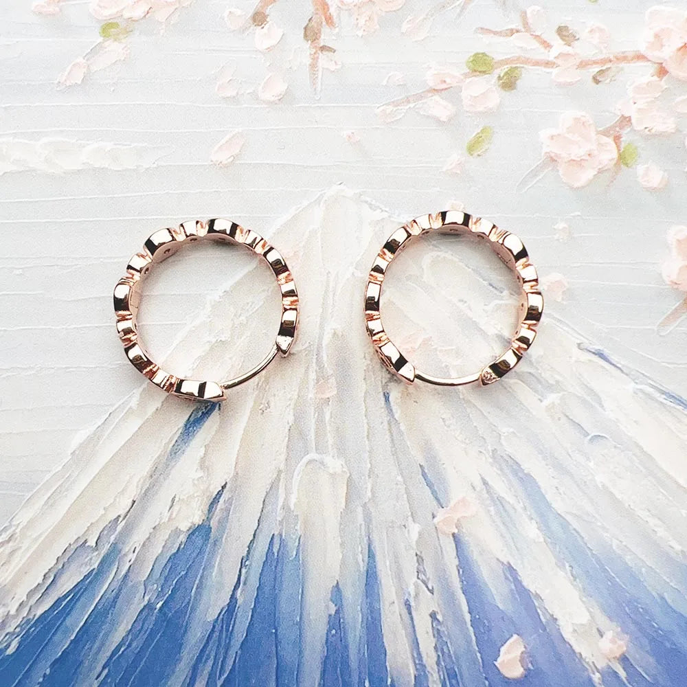Rose Gold Creole Circles Hinged Hoop Earrings 925 Sterling Silver Glam