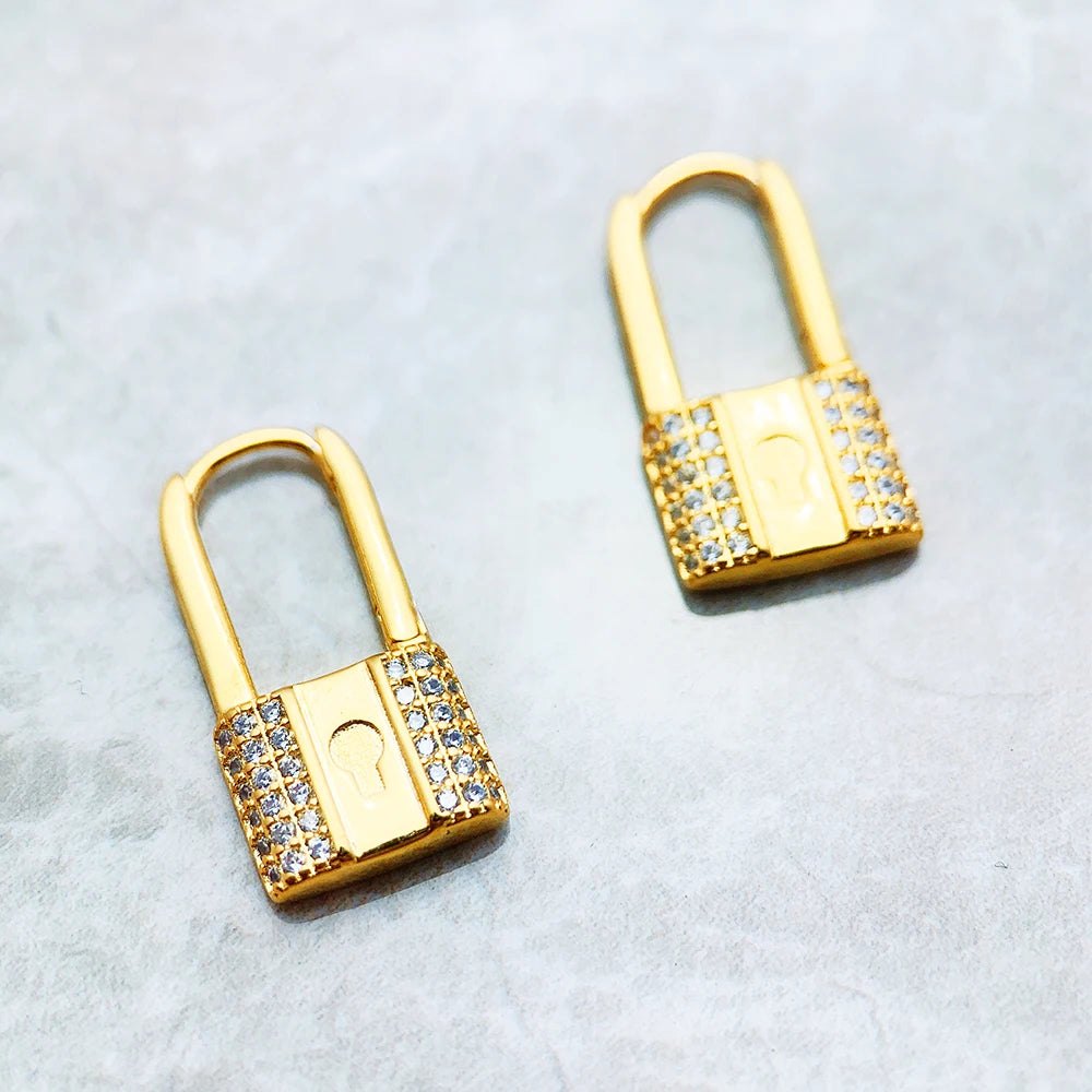 Love Lock Hinged Hoop Earrings 925 Sterling Silver Glam Fashion Gift