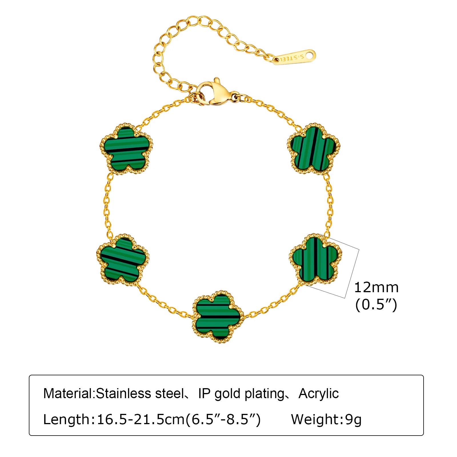 Cubic Zirconia Floral Bracelet for Women18k Gold Plated Link Statement Jewelry