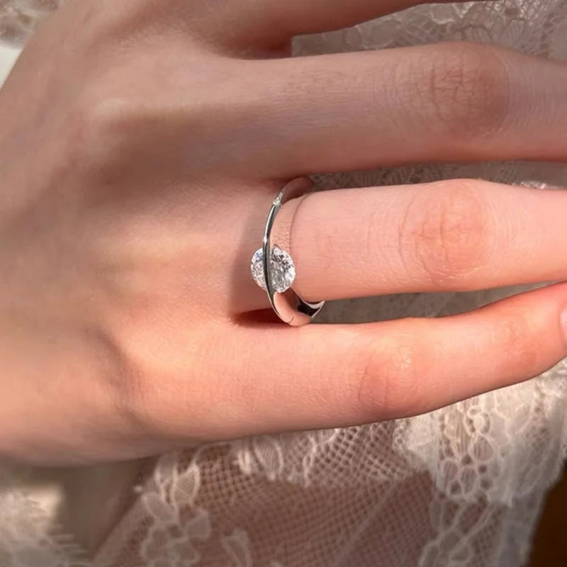 925 Sterling Silver Personalized Planet Zircon Ring Wedding Party Daily High Quality Gift