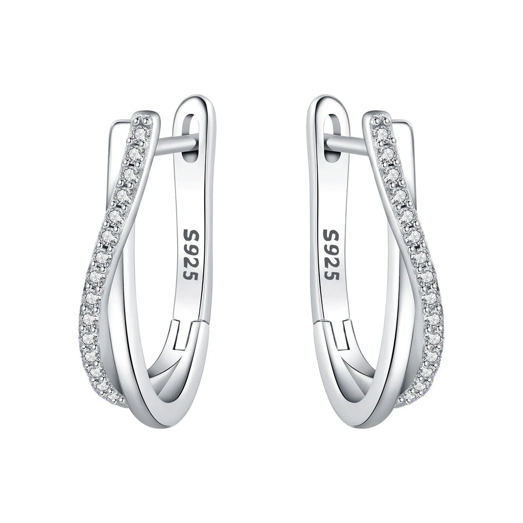 925 Sterling Silver Curve Weaving Large Circle Versatile Hoop Earrings Gift