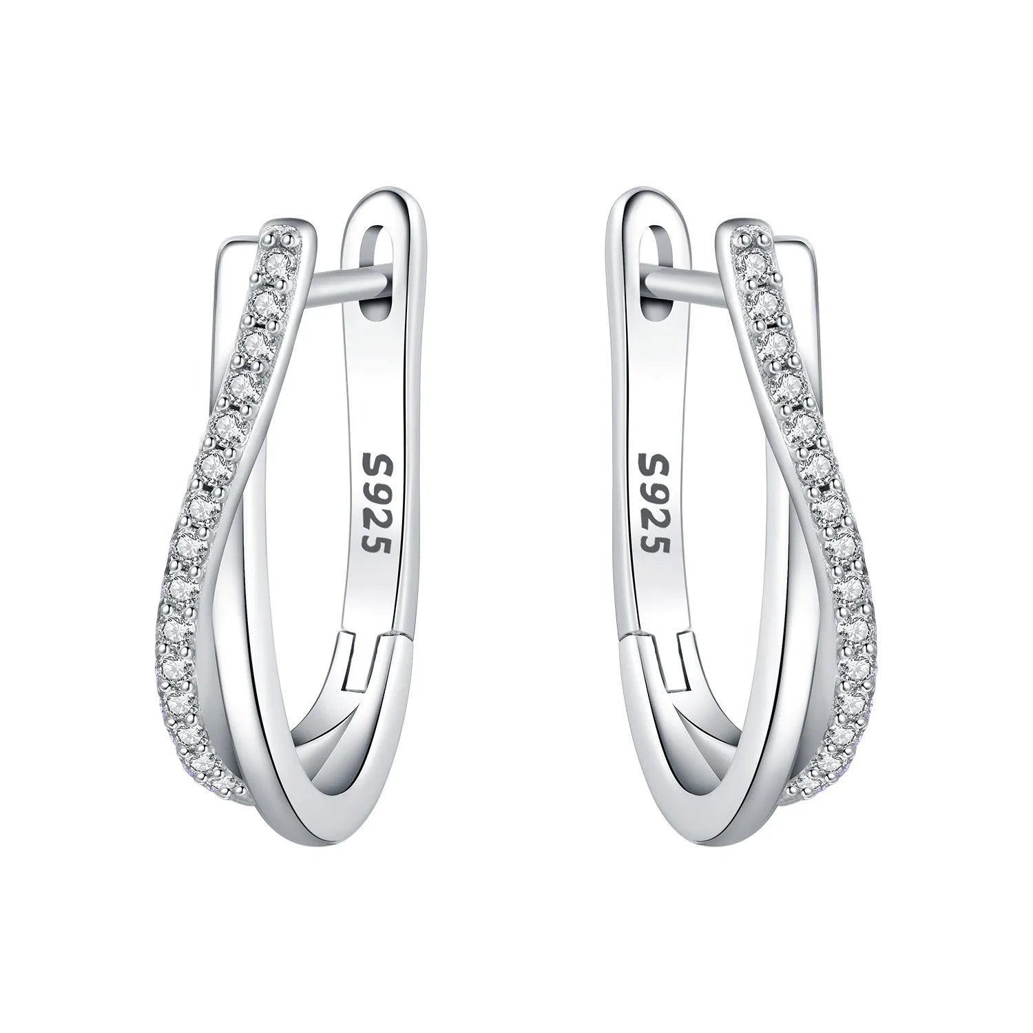 925 Sterling Silver Curve Weaving Large Circle Versatile Hoop Earrings Gift