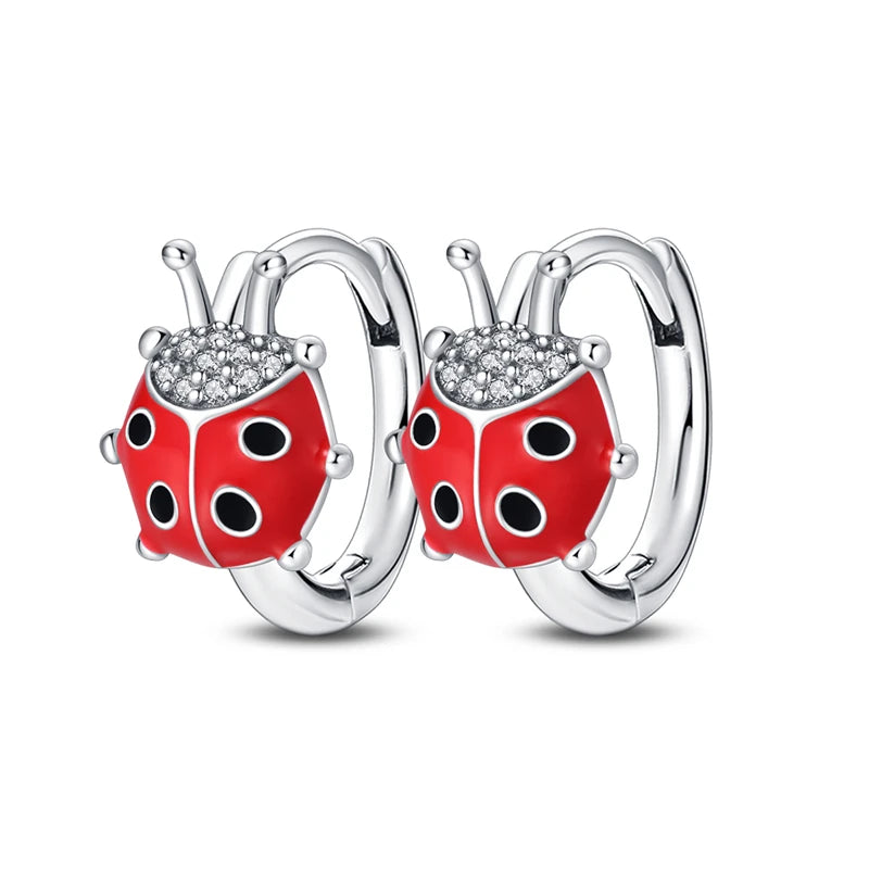 925 Sterling Silver Bees Butterflies Zircon Circle Hoop Earrings Jewellery