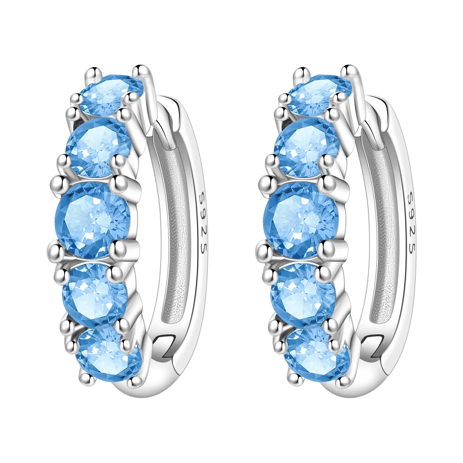 925 Sterling Silver Sparkling Zircon Hoop Earrings Trendy Jewellery Gift