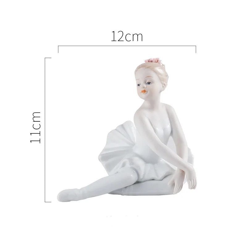 Ceramic Ballet Girl Figurine Doll Interior Home Decoration Living Room Creative Gift