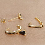 3PCS Water Drop Huggie Hoop Earrings Three-petal Flower Studs