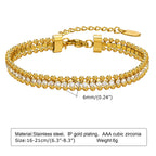 Charms Tennis Bracelet for Women, Cubic Zirconia Chain Bracelet Adjustable,Stainless Steel Miami Link CZ Bangle Gift