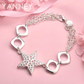 925 Sterling Silver 8-inch Star Square Bracelet Women Wedding Jewellery Gift