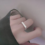 925 Sterling Silver Smooth Surface Rectangle Ring Wedding Engagement Luxury Aesthetic Jewellery