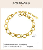 18k Gold Plated Chunky Oval Link Chain Bracelets for Women Thick Stainless Steel Jewelry