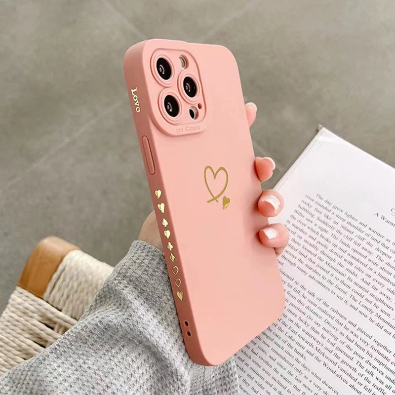 Colourful Love Heart Case for iPhone 17 16 15 14 13 12 Pro Max