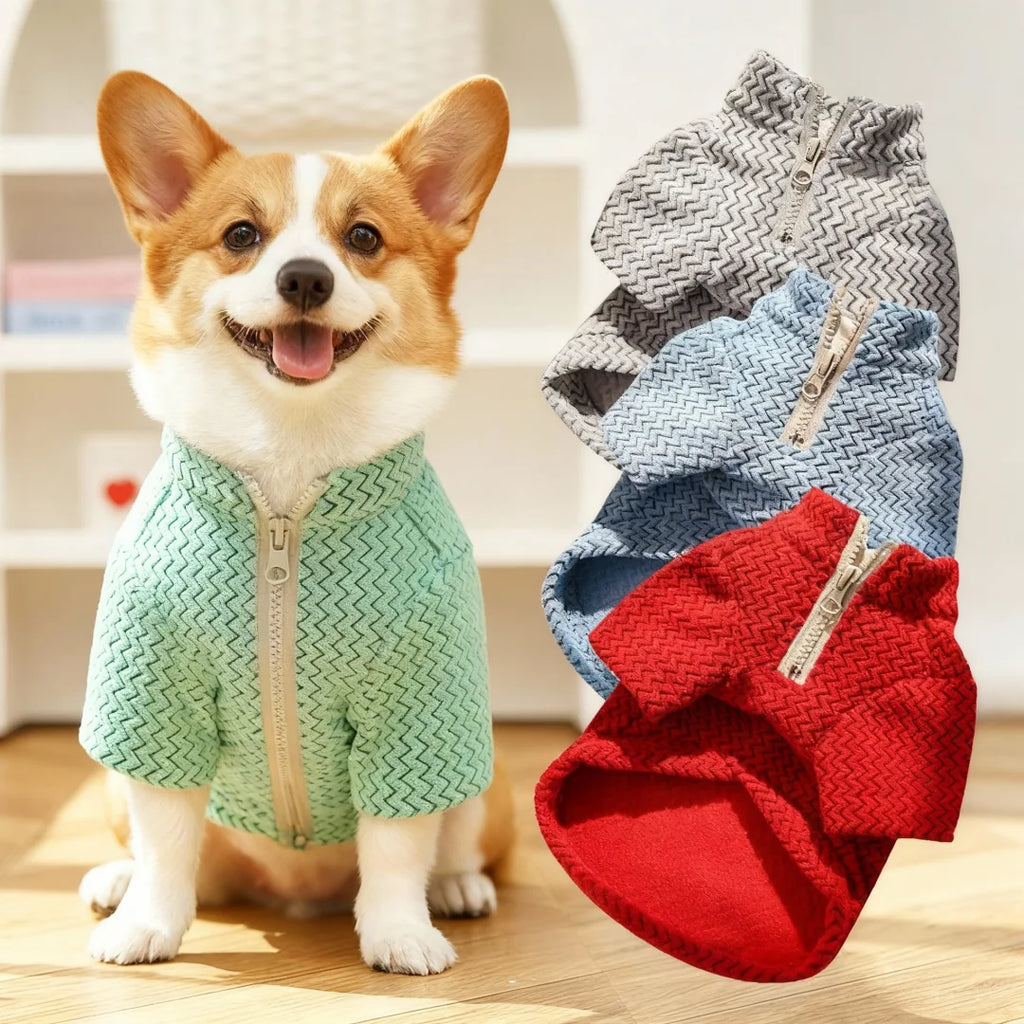 Half Zip Pet Sweater Winter Clothes Hairless Cat Small Medium Dog Pullover