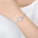 Beautiful Flowers Chain Charm Bracelet 925 Sterling Silver Women Fashion Gift