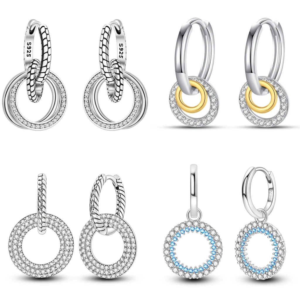 925 Sterling Silver Classic Multi Ring Drop Earrings Elegant Birthday Jewellery